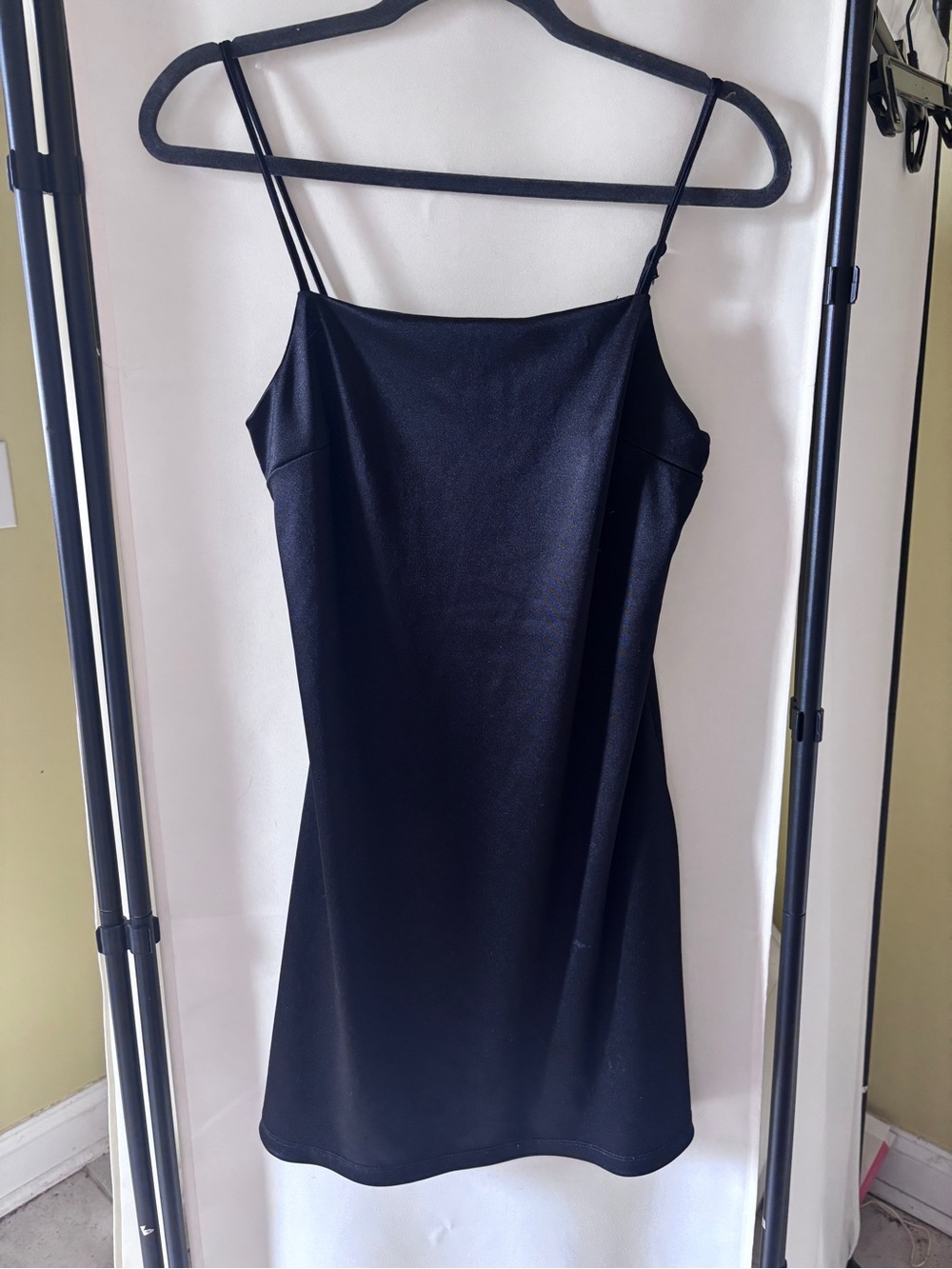 Altar'd State Black Mini Slip Dress with Double Spaghetti Straps